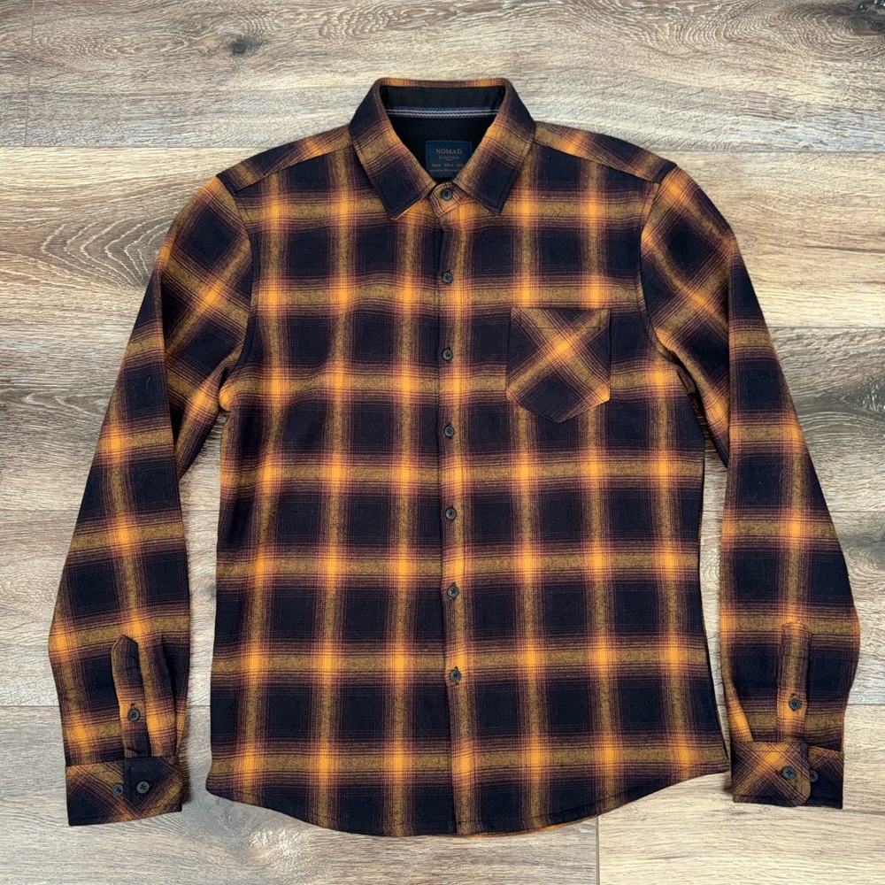 Nomad by Craft + Flow Rust Black Plaid Sierra Lined Flannel Size M 🍂LIKE NEW🍂 - Picture 2 of 14